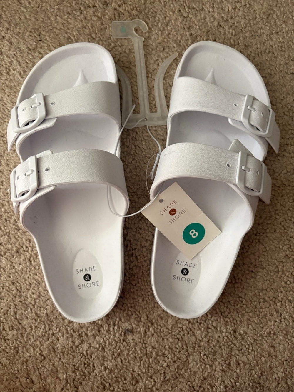 Shade & Shore White Double-Strap Buckle Slides